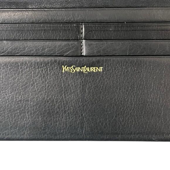 YSL Yves Saint Laurent Black Leather Long Wallet Clutch Bifold - Picture 9 of 12
